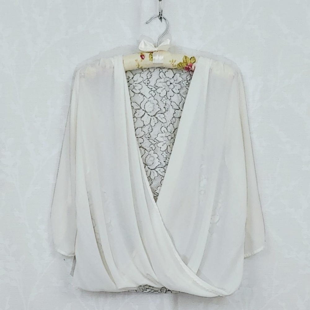 Maurices | Draped Front Sheer V-Neck Blouse | S